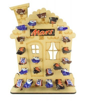 6mm Mars, Snickers and Milkyway Chocolate Bars Funsize Minis Holder Advent Calendar - Gingerbread House